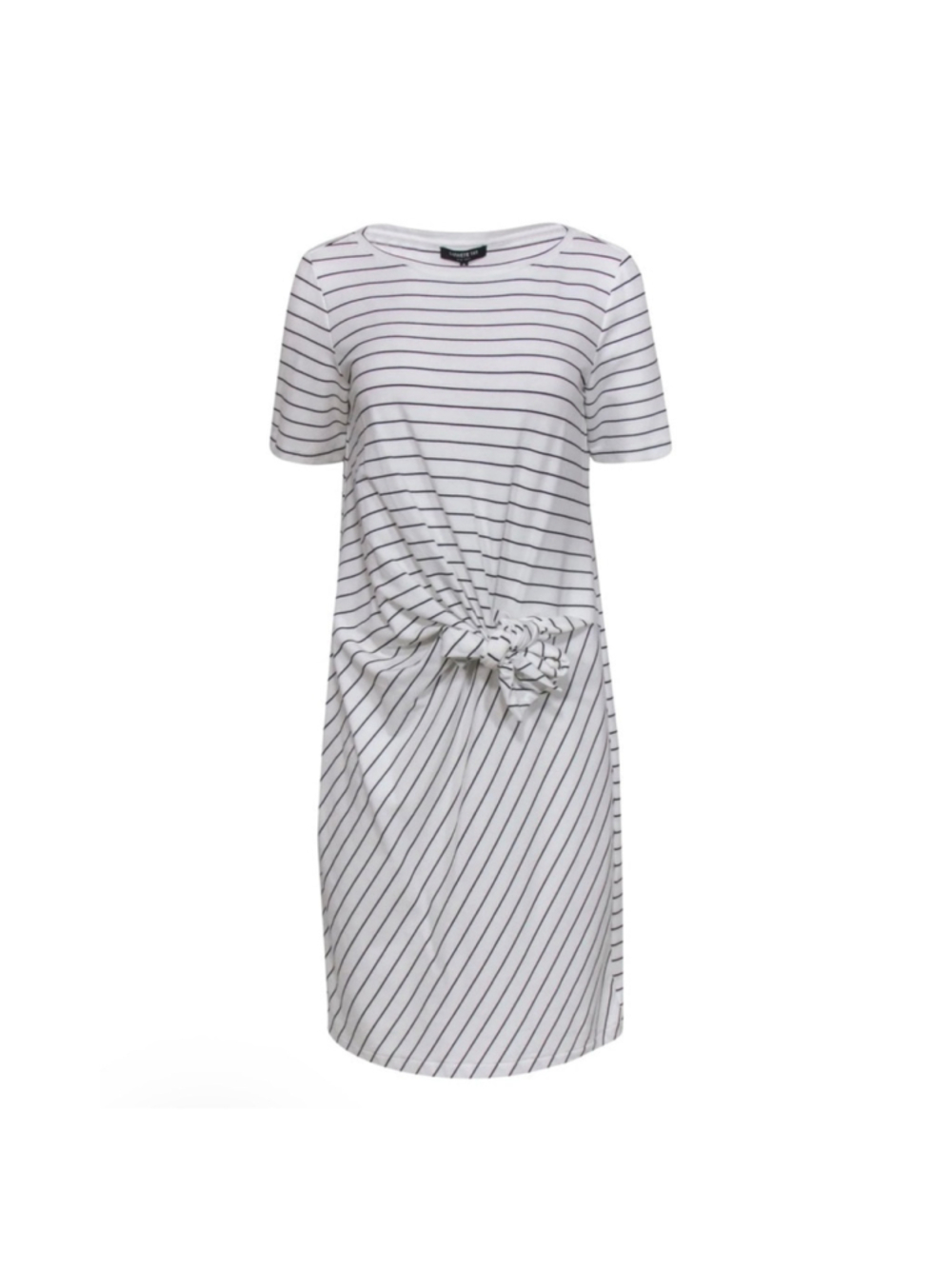 Lafayette 148 - White & Black Striped Tied T-Shirt Dress medium